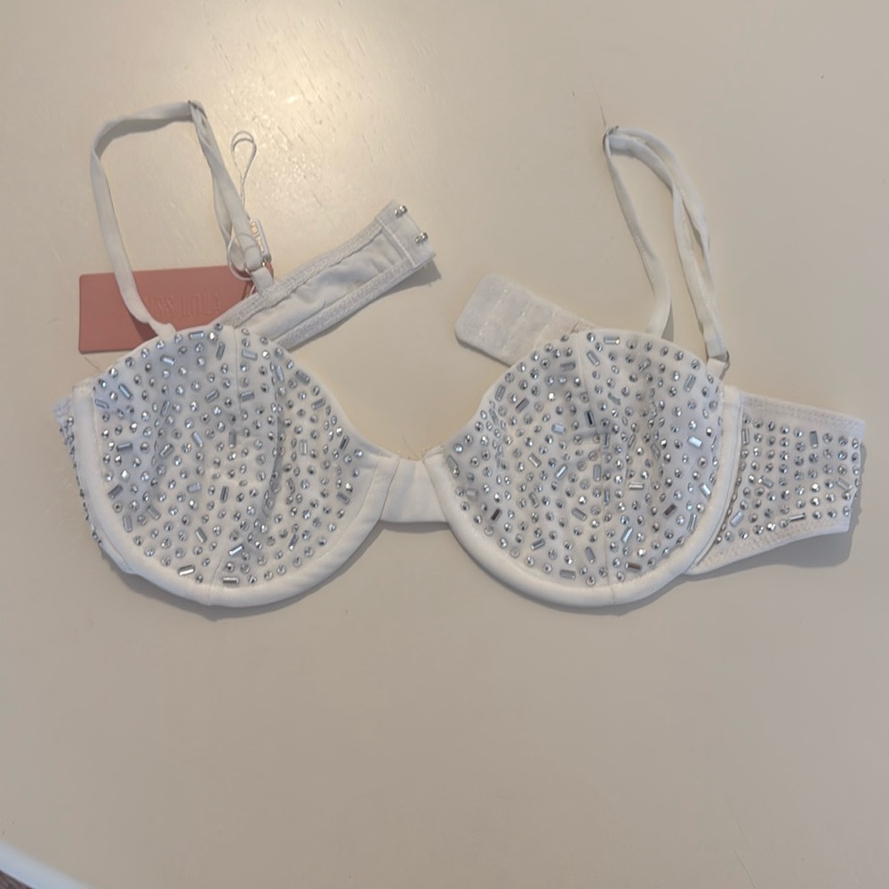 White bedazzled bralette